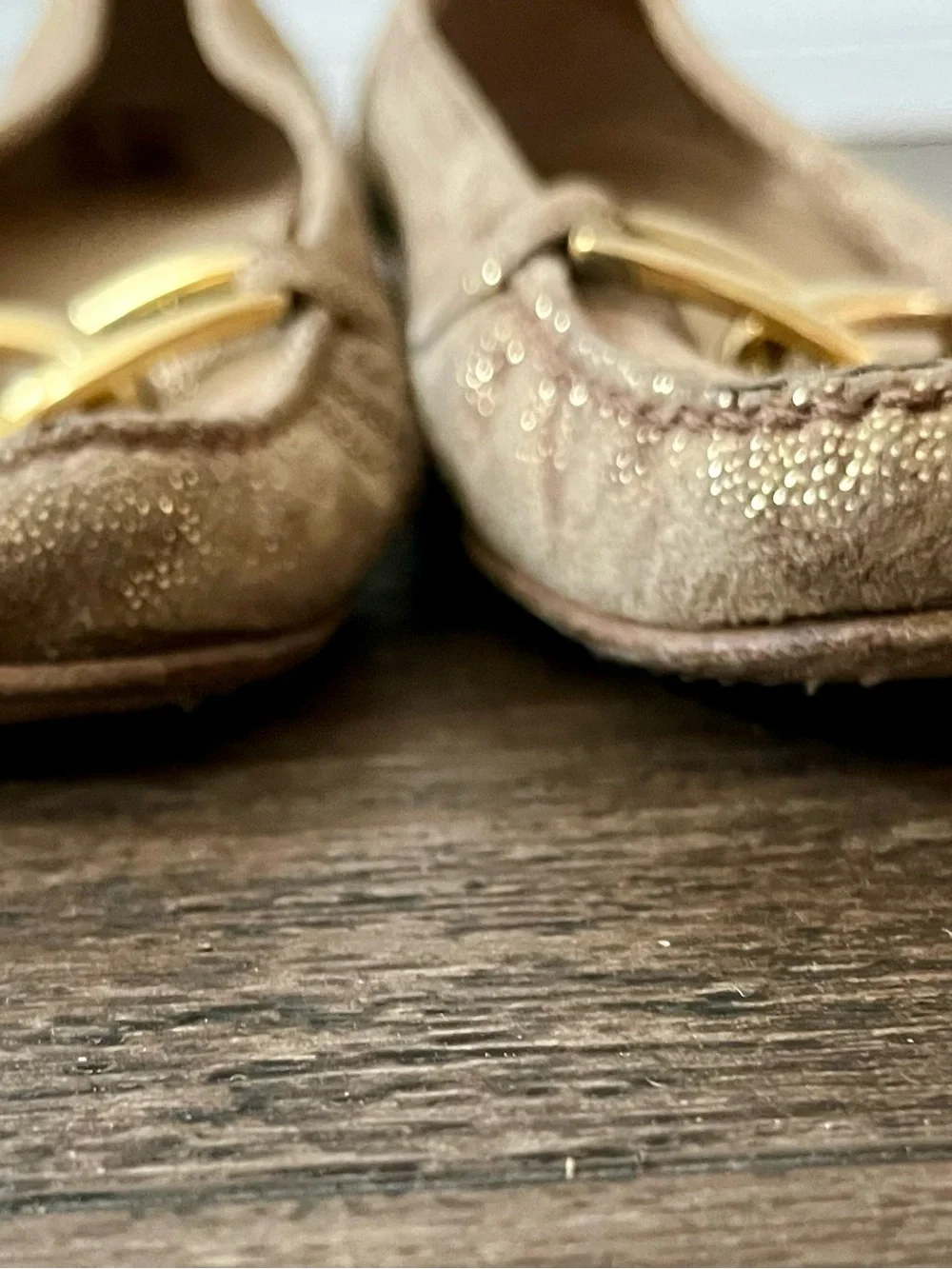 Stuart Weitzman Gold Bit Tan Loafers